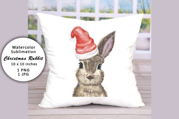 Christmas Rabbit Watercolor Sublimation