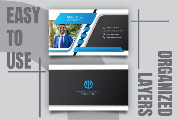 Creative Blue and Black Business Card