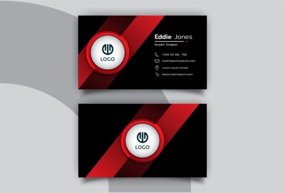 Gradient Black Red Business Card