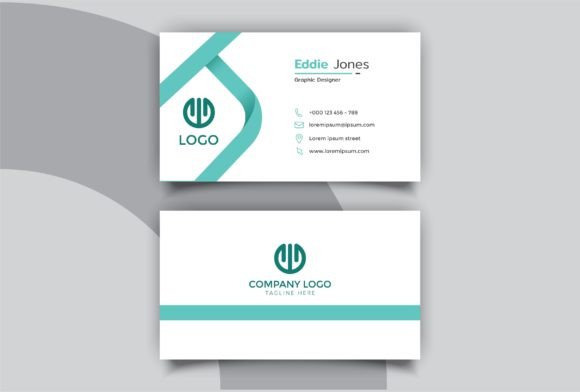 Green and White Simple Business Card