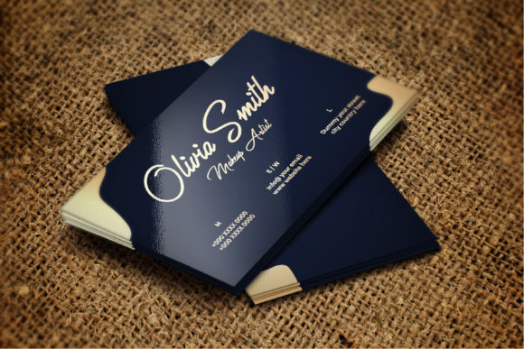 Modern Business Card Design: The Creative Feminine Golden Blue Business Template