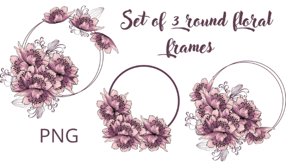 Set of 3 Round Floral Frames