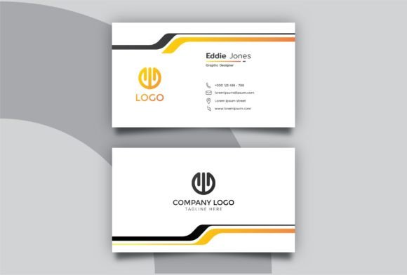 Simple Black Orange Business Card