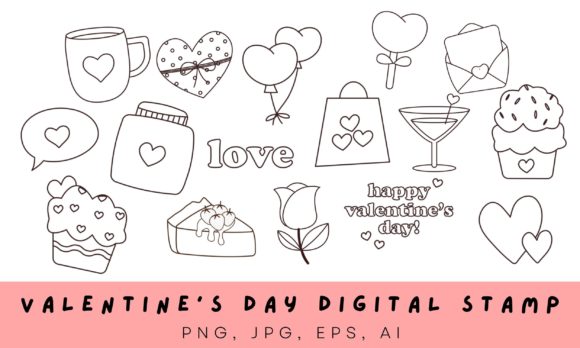 Valentine s Day Digital Stamp Set