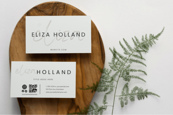 Vintage Retro Business Card Template with QR Code