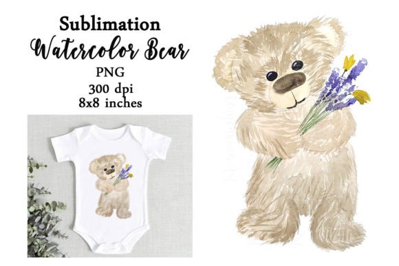 Watercolor Bear Flower Sublimation PNG: A Versatile Asset for Creative Projects