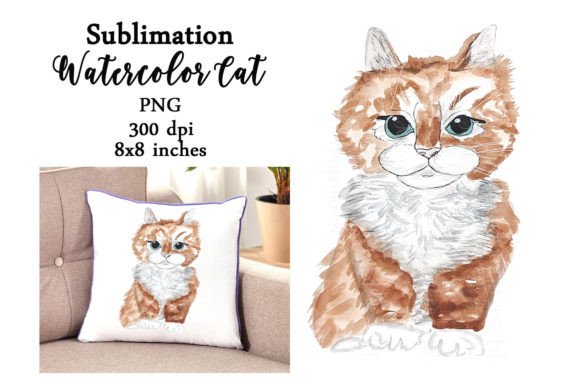 Watercolor Cat Kitty Sublimation PNG and JPG: A Creative Resource for Designers and Artists