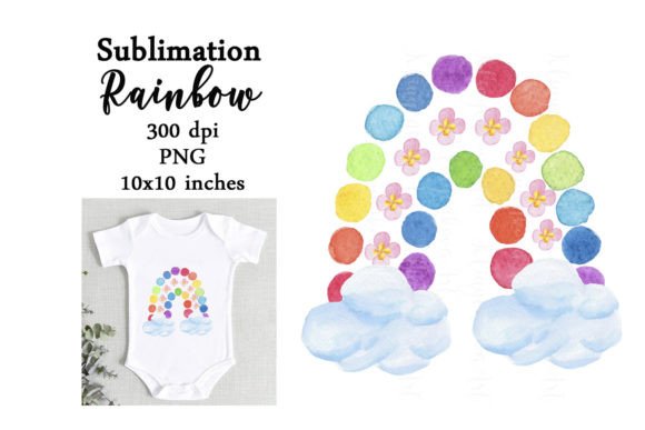 Watercolor Rainbow Flower Sublimation