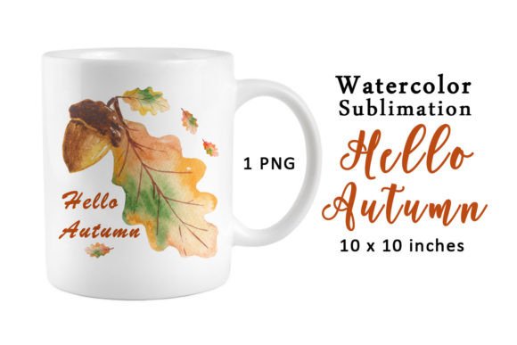 Watercolor Sublimation Autumn Leaf Acorn