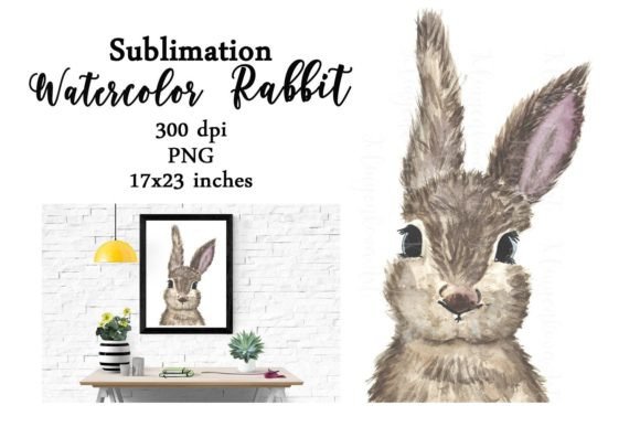 Watercolor Sublimation Rabbit PNG